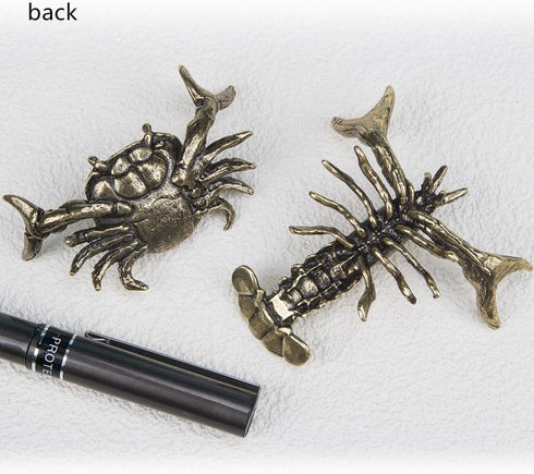 ZORZA 2Pcs Weightlifting Lobster Desk Pen Stand and Crab Pen Holder Vintage Crab Crayfish Figurines Funny Shrimp Desk