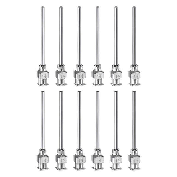 12pcs 14Gauge Stainless Steel Dispensing Needles, 1 1/2" Blunt Tips Luer Lock for Thick Liquids, Lab Use