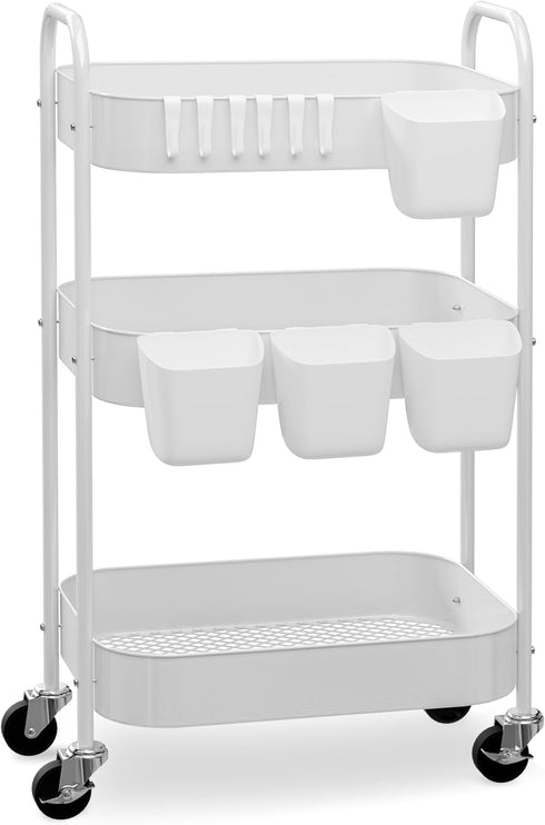 Ytmshisan 3-Tier Metal Rolling Cart with Wheels, Storage Utility Organizer Cart for Kitchen,