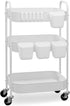 Ytmshisan 3-Tier Metal Rolling Cart with Wheels, Storage Utility Organizer Cart for Kitchen,