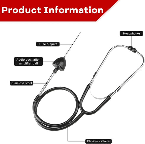 2 DXNQ PCS Automotive Engine Stethoscope, Automotive Mechanics Stethoscope Kit Hearing Tool with Extended Probe, Engine