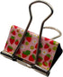 Fun Strawberry Print Binder Clips - 1 1/4"" Size, Set of 6, Red, Pink, Silver