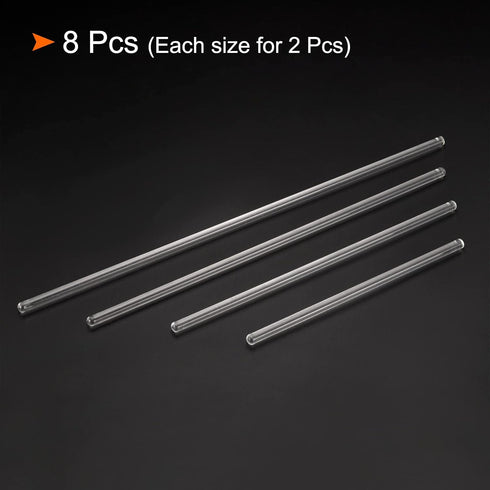MECCANIXITY 3.3 Borosilicate Glass Stir Rod Mixing Tools, 5.91" to 11.81" Length, Round Ends, 8in2 Sets