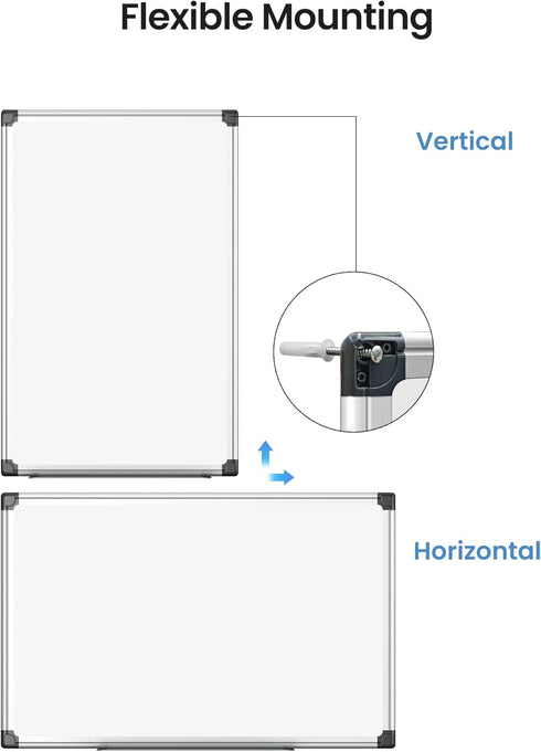VUSIGN Magnetic White Board Kit for Wall, 36" x 24", Includes 1 Dry Eraser, 2 Multicolor Markers, 4 Magnetic Pins,