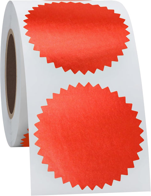 Hybsk 300pcs Bright Red Notary Seals, 2 Inch Embossing Stickers, Certificate Sealing Labels with Serrated Edge