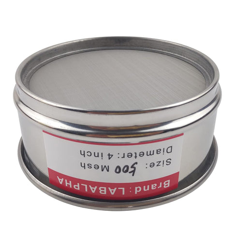 LABALPHA 500 Mesh Lab Sieves, Test Sieve #500 Mesh, 4'' Diameter, 304 Stainless Steel Wire Cloth