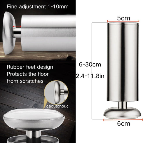 HJYCLFAZU 4Pcs 6cm 10cm 15cm 20cm 30cm Legs(12in/30cm) Adjustable Furniture Legs Stainless Steel Made, with Rubber