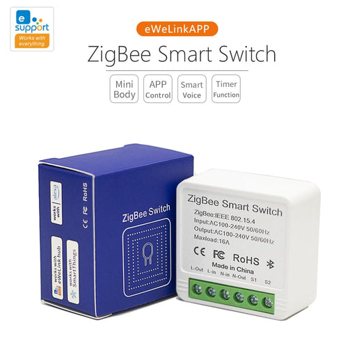 Ewelink 16A Zigbee Mini Smart Wireless Light Switch, Timer & Schedule for Home Automation, 2 Pack