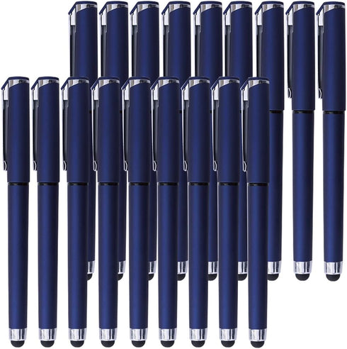 Lin.Pen 1.0mm Black Gel Pens - 2-in-1 Stylus Gel Pen - Gel Ink Rollerball Pens for Office - 18 Pack - Dark Blue