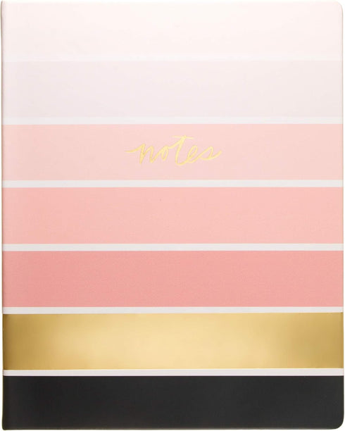 WORLD TRAVELER Eccolo Large Lined Journal Notebook, Hardbound Cover, 256 Ruled White Pages, Ombre Stripes, 8x10 inches