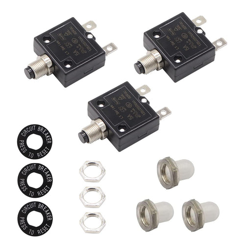 Thermal Circuit Breaker 5 Amps, Thermal Overload Protector L1 Series 125-250V AC 50V DC Push Button Manual Reset