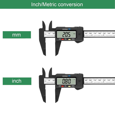 HDLNAK Digital Vernier Caliper,0-6" Calipers Measuring Tool - Electronic Micrometer Caliper, Auto-Off Feature, Inch and Millimeter Conversion + 1 Pcs Tape Measure Measuring Tape for DIY Measuremen