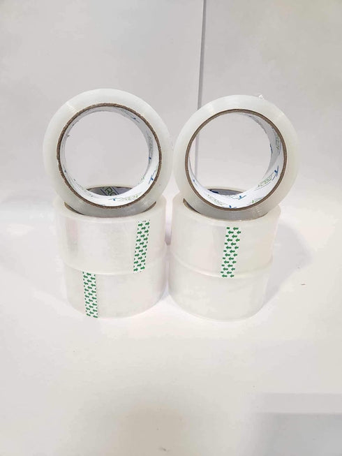Clear Packing Tape, 2 Inch Wide, 55 Meter Roll with Heavy Duty Packaging Tape for Shipping (6 Pack with Dispenser)