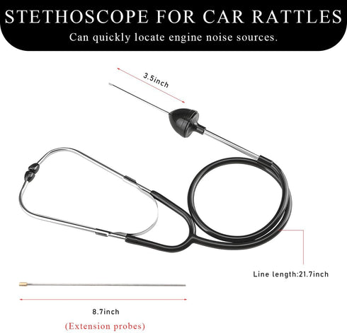 Yourkar Car Engine Mechanics Stethoscope, Stainless Steel Auto Engine Diagnostic Kit Stethoscope, Mechanics Automotive