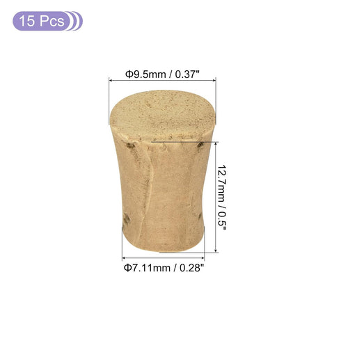 MECCANIXITY Tapered Cork, 9.5x7.11x12.7mm Natural Wooden Leakproof Soft Cork Stoppers for Wine Beer Bottle Crafts Corks Plug Replacement Laboratory Supplies, Light Wood Color, Pack of 15