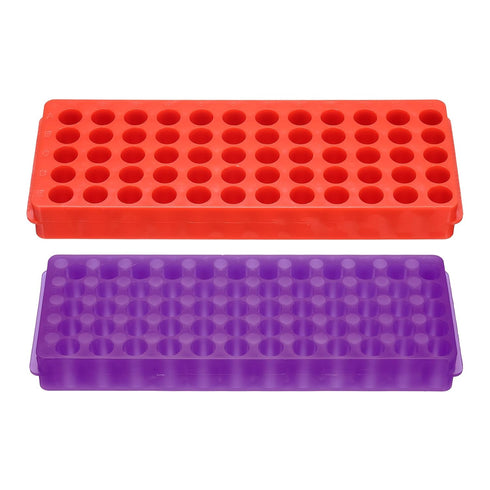 PATIKIL 60 Wells Tube Rack, 1 Set Vial Rack for Microcentrifuge Tubes 0.2/0.5/1.5/2ml (Red, Purple)