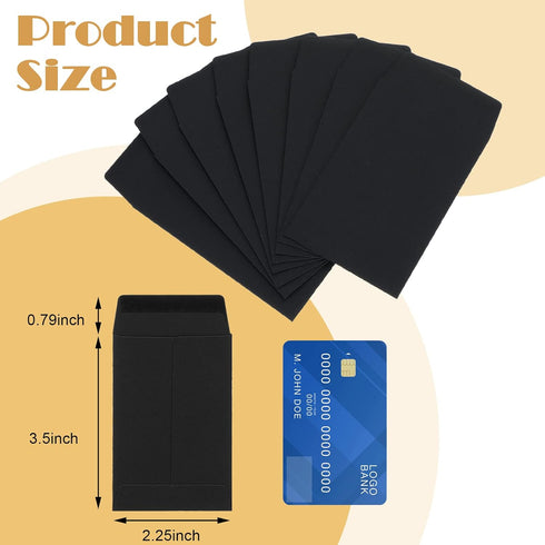 Geyee 500 Pcs Small Coin Envelopes, Self Adhesive Mini Envelopes for Cash, Black, 2.25 x 3.5 Inch