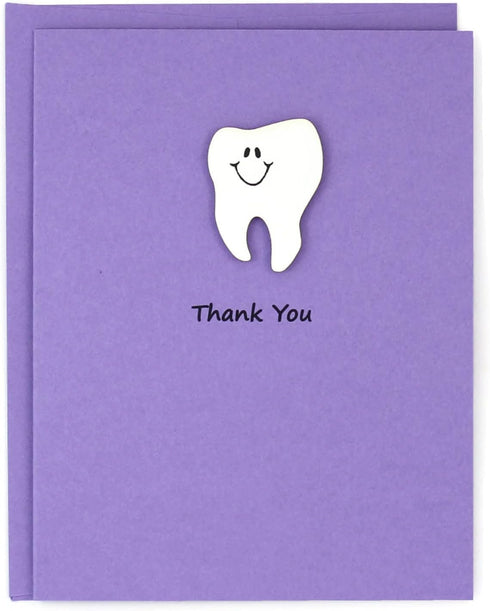 Embellish by Jackie Pack 10 Tooth Thank You Cards of Purple with smile Handmade Greeting