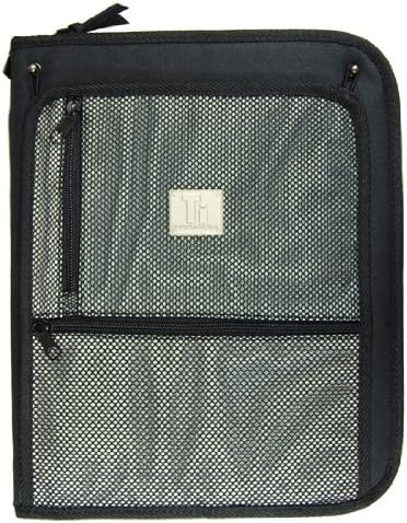 Top Flight Black/Silver Titanium Zipper Binder, 1.5 Inch Slant D-Rings, Foldout Pouch, CD Carrier, 13.5 x 11 Inches