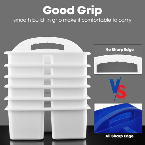 Plastic Storage Caddy Organizers, 6 Pcs Portable Teacher Classroom Supply Caddies with Handle, White