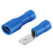 Baomain 0.187" Female & Male Spade Connectors, 16-14 AWG, Fully Insulated Crimp Terminals, Blue (200-Pack)
