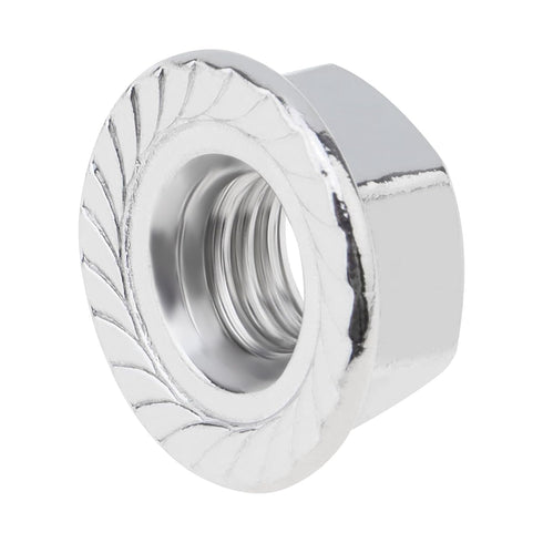 M8 x 1.25mm Serrated Flange Hex Lock Nuts, 20pcs Hexagon Flange Nuts, 304 Stainless Steel, Full Thread, DIN6923 Standard