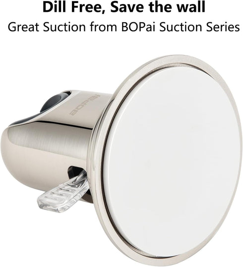 BOPai Vacuum Suction Cup Shower Head Holder, Adjustable 20 Degrees from The Wall, Brushed Nickel