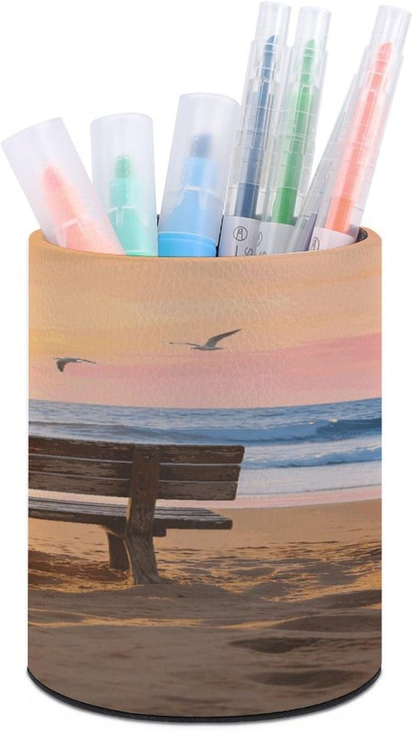 LZQPOEAS Beach Bench Pen Holder for Desktop Organizer Storage Case Modern Minimalist Pen