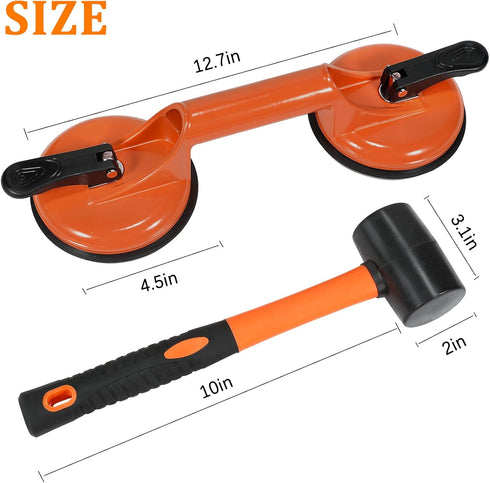 Floor Gap Fixer Tool for Laminate Repair, Includes Heavy Duty Aluminum Suction Cup, Rubber Mallet (Not for Scraped
