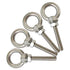 M8 Stainless Steel Shoulder Eye Bolt, 4 Pack Heavy Duty 5/16" Screw Bolt Accessories with Nuts and Washer (50mm Thread)