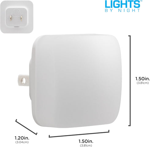 3000K, 2nd 6 Pack, 82489 Lights by Night Mini Square LED Night Light, Plug in, Dusk to Dawn Sensor, Warm Compact Single
