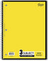 iScholar 3-Subject Wirebound Notebook, 120 Sheets, Wide Ruled, 10.5 x 8-Inches, Cover Color May Vary