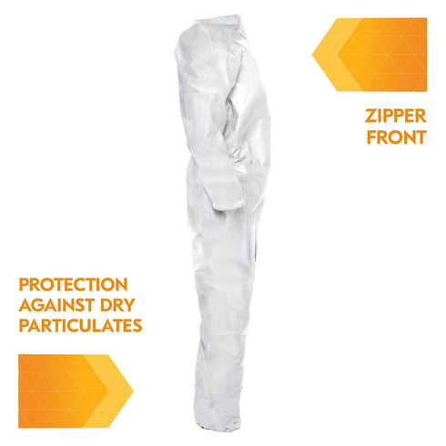 KleenGuard A20 Zip Front Coverall, 2X, White (37718), REFLEX Design, Elastic Wrist and Ankle