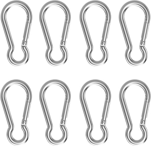 8 Pcs Heavy Duty Carabiner Clip Steel Snap Hook - Quick Link Keychain for Dog Leash, Outdoor Camping, Hiking (M6, 60mm,