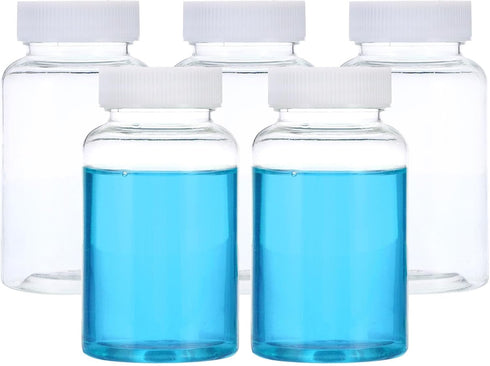 PATIKIL 5 Pcs 200ml Reagent Bottles, PET Wide Mouth Round Bottles with Screw Cap for Lab Water Reagent Storage