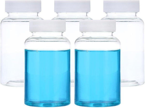 PATIKIL 5 Pcs 200ml Reagent Bottles, PET Wide Mouth Round Bottles with Screw Cap for Lab Water Reagent Storage