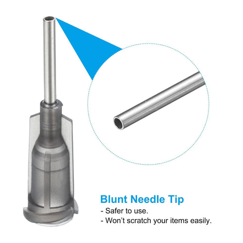 16Ga 0.5 Inch 10Pcs PATIKIL x Dispensing Needle Tips, Stainless Steel and Plastic Glue Needle Tube Blunt Tips with Luer