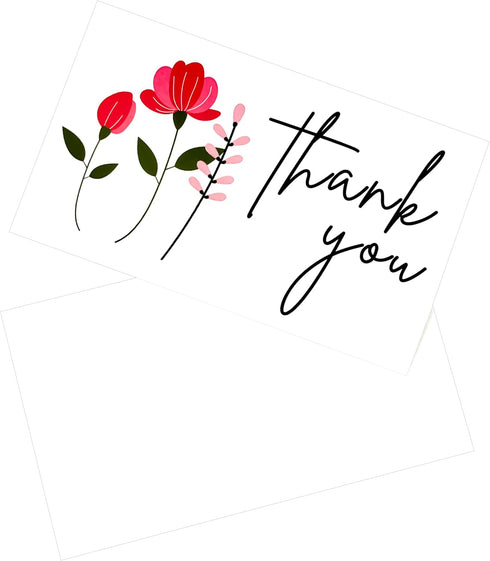 RXBC2011 2x3.5 inches Pack 100 Thank You Cards Thanks Card Appreciation Notes for Wedding Party Business of red floral
