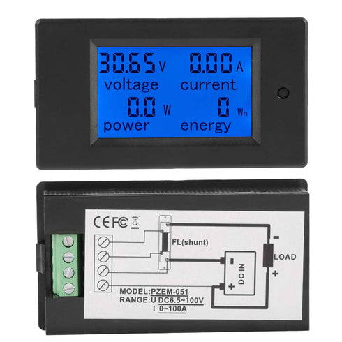 PZEM-051 LCD Display Digital Electric Power Energy Meter, DC 6.5-100V, Built-in Shunt (50A Shunt)