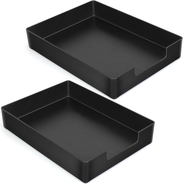 Letter-Size Tray, 2PCS Plastic Stackable A4 Paper Tray, Multi-use Large Storage Basket for Office Home Supplies, 13 x