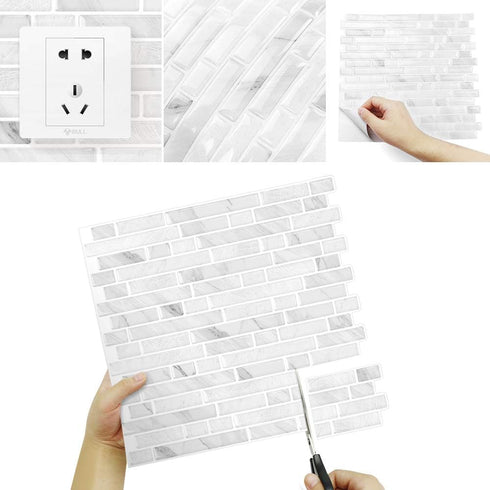 Yipscazo 10-Sheets Peel and Stick Backsplash for Kitchen, Self-Adhesive Wall Tiles for Bathroom