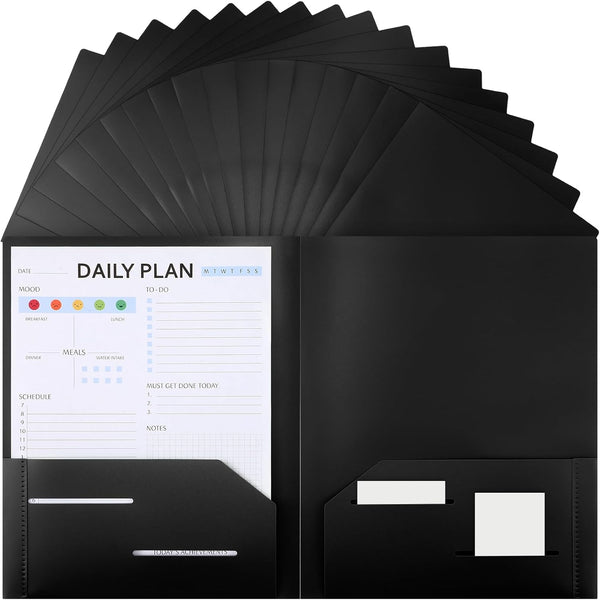 Fulmoon 48 Pack Heavy Duty Plastic Folders with 2 Pockets - Colored Pocket Folders Fit Letter Size Paper Bulk for