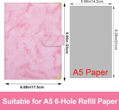 Toplive A5 Notebook Binder, 6 Ring Refillable Binder, PU Leather Planner Binder Personal Budget Binder Organizer Cover