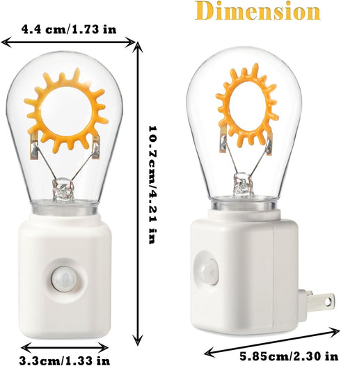 Dimmable 2200K 1W 1 Pack Unique Gift, LED Night Light with Motion Sensor, Retro Filament Design, Warm White Plug into