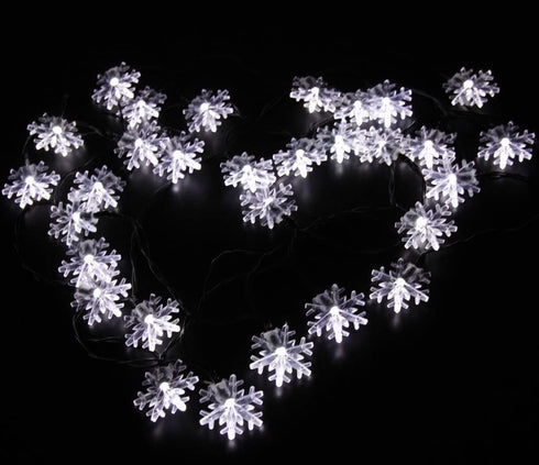 Solar Christmas String Lights Outdoor Waterproof, 30 LED 20Feet Snowflake Fairy Lights with 8 Lighting Modes for Garden