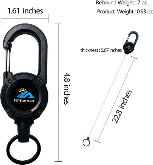 Heavy Duty Retractable Keychain, Multitool Carabiner Badge Holder, Upgraded 58cm Stainless Steel Cord