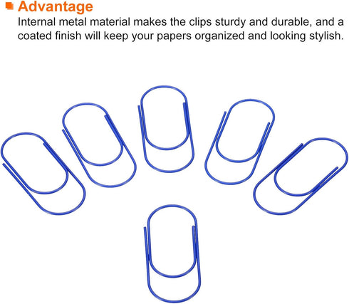 MECCANIXITY 30 Pcs Wide Paper Clip Coated Large Clips, 2 Inch Blue Bookmarks for Organizing Office Home