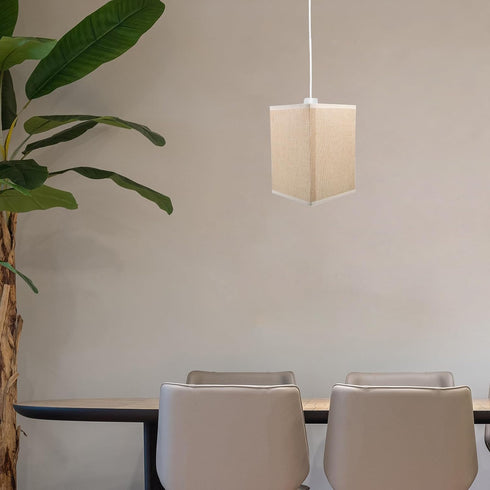 E27 Bulb Amosfun Square Fabric Lampshade Replacement Linen Lamp Cover for Bedside Table Lamp Floor Lamp Shade, Suitable