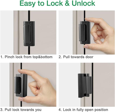 3" 800 lbs Home Security Door Lock Reinforcement - Child Proof High Security Door Locks with Stop Withstand for Inward