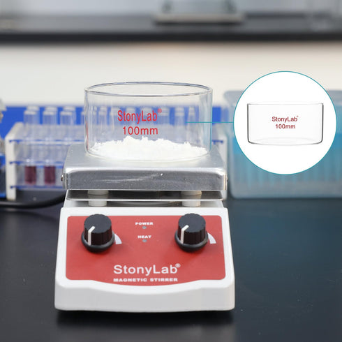 stonylab Crystallizing Dish, 100 ml, O.D. 80 mm, Thick-Wall High Borosilicate Glass, Flat Bottom, No Spout Lab Glassware